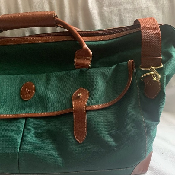 Vintage Ralph Lauran Polo Green Canvas and Leather Duffle Bag - Picture 6 of 8